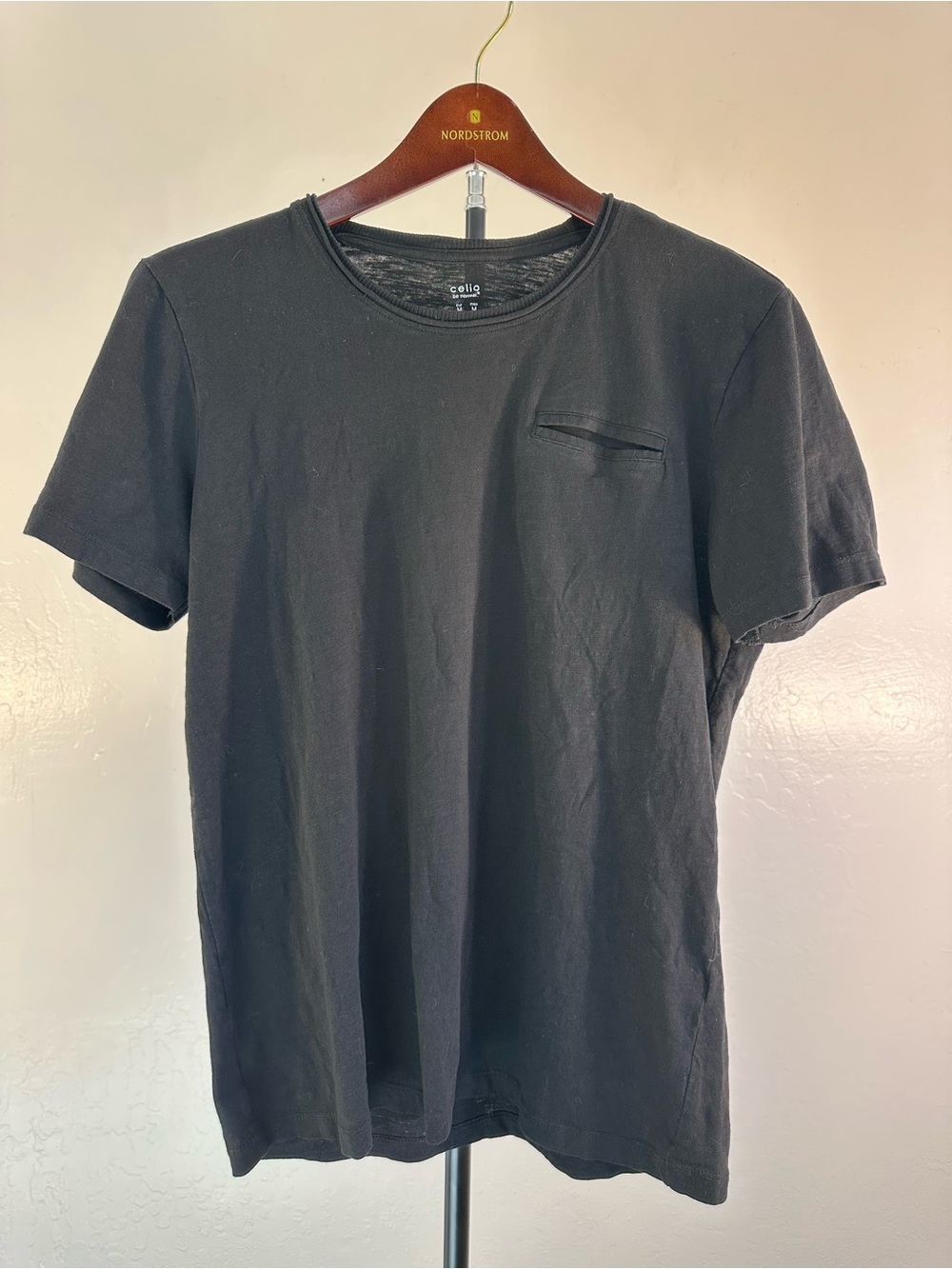 Celio Black Short-Sleeve Crewneck Pocket Tee